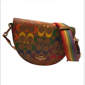 Coach C4098 Signature Canvas Ellen Rainbow Pride Multicolor Crossbody Purse Bag
